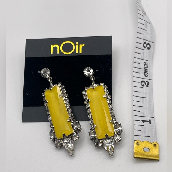NWT nOir Jewelry Yellow and Clear Stone Silver Toned Statement Formal  Earrings - Picture 2 of 3